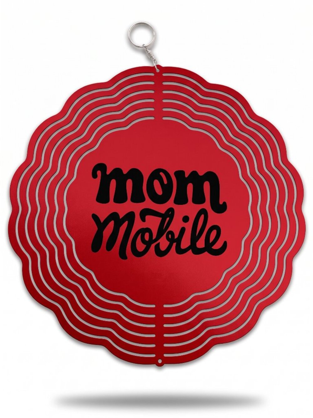 10" Mom Mobile Kinetic Wind Spinner - Red Metal Hanging Garden Yard Decor